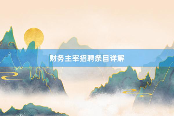 财务主宰招聘条目详解